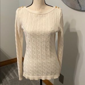 Ralph Lauren Cream Cable-Knit Cotton Sweater